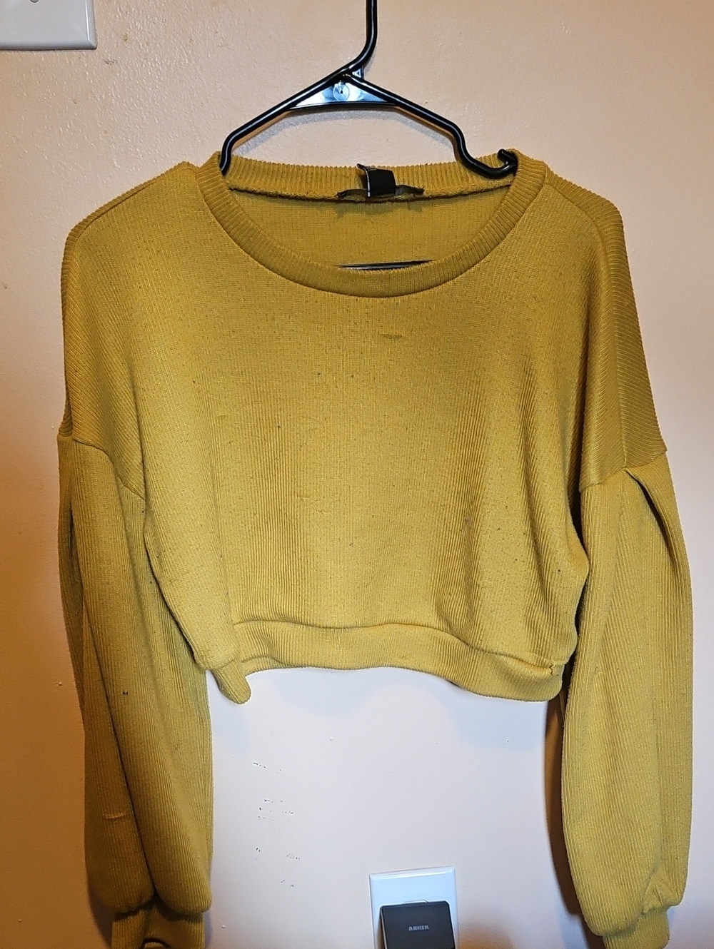 Forever 21 Mustard Yellow Cropped Long-Sleeve Knit Top